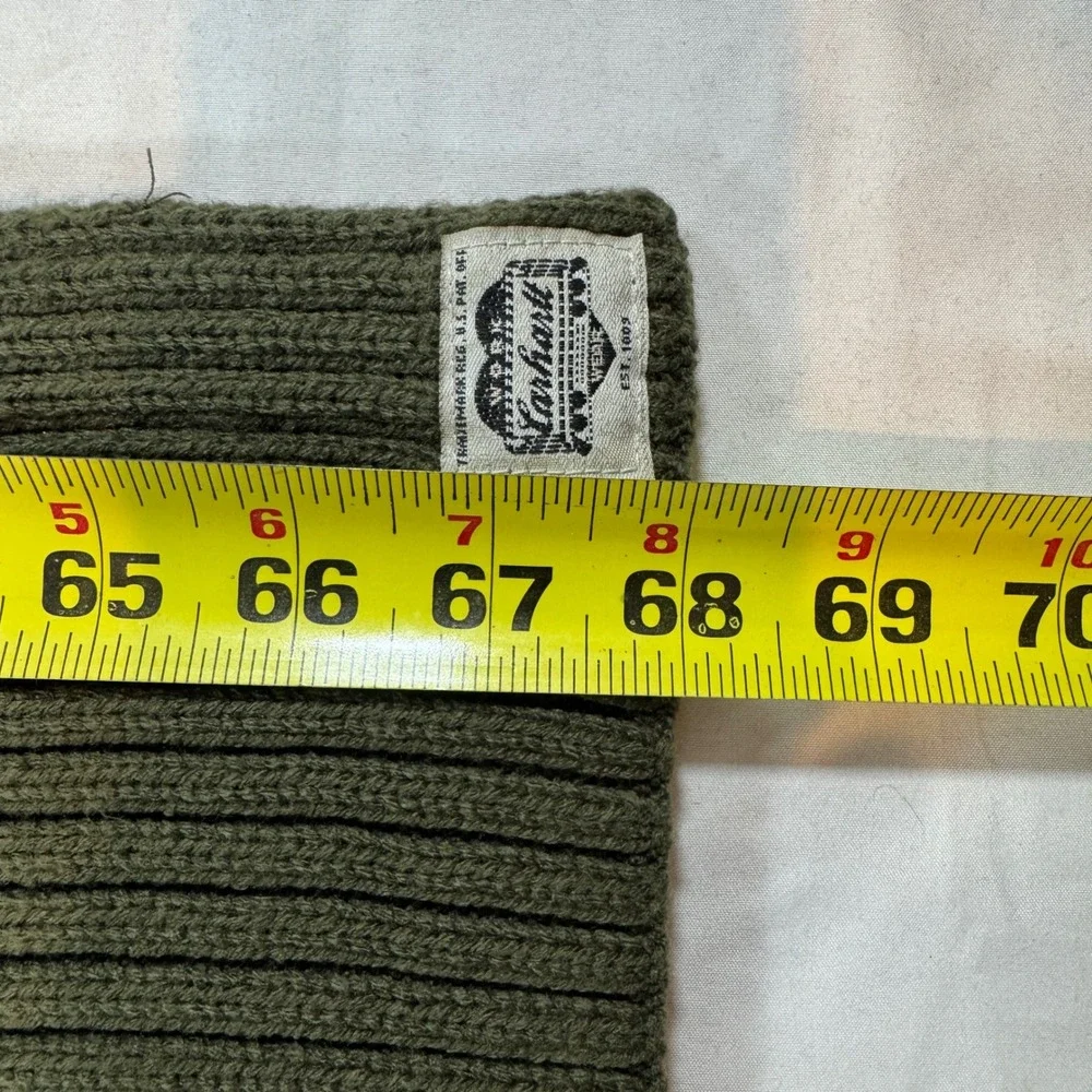 Vintage Heart Logo Carhartt Ribbed Knit Scarf Olive Green Work Wear